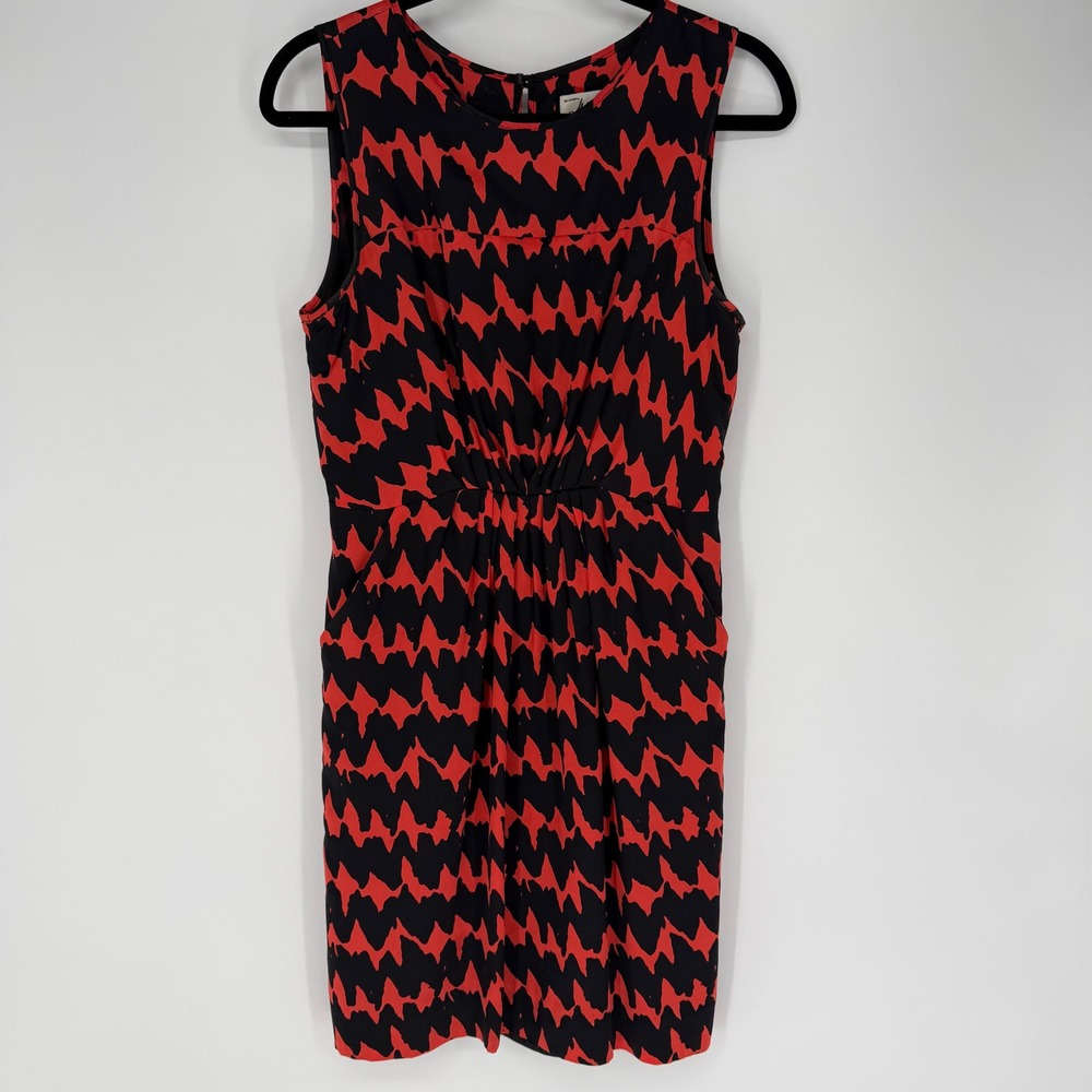 MILLY OF NEW YORK 100% SILK ABSTRACT CHEVRON ZIGZAG MINI DRESS SZ 6 - FLAWED